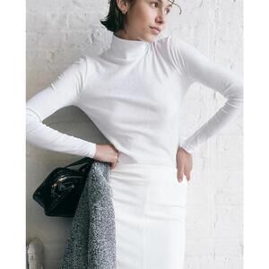 J. CREW NWOT Women’s Cotton Tissue Crepe Turtleneck In White-Size Large